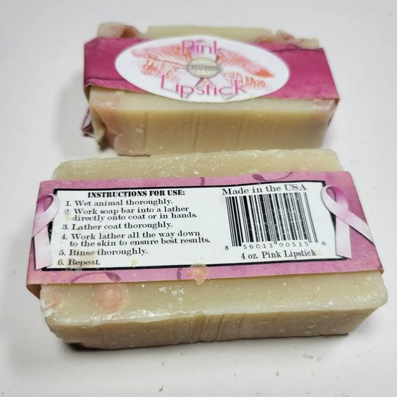 CHUBBS Pet Shampoo Soap Bar Lot of 2 Pink Lipstick 4oz Organic Dog Cat Animal - Picture 2 of 3